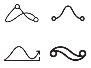 Modern risk return curve abstract silhouette logo design set with helvetica and courier fonts