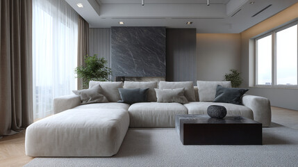 Fototapeta premium Stylish living room with contemporary furniture