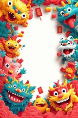 Fototapeta premium Chinese Lantern and Festival Decoration with Chinese Dragon Festival Illustration