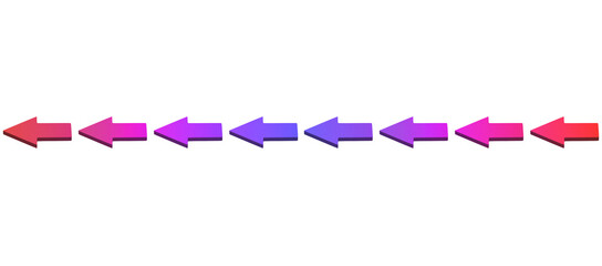 A seamless, continuous arrow with a smooth gradient transitioning from red through pink to purple