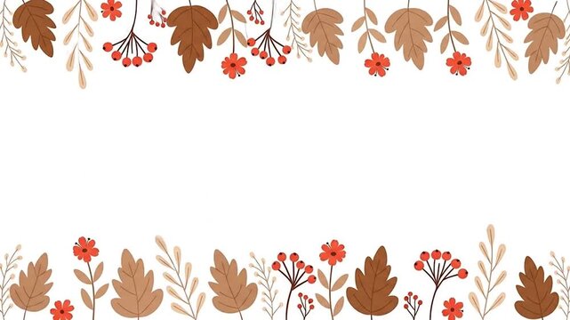 Autumnal border with floral and leaf design elements for seasonal decor