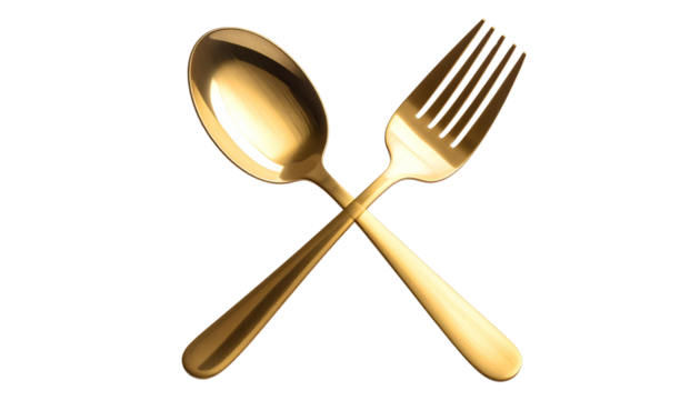 2. Elegant Cutlery Duo Featuring Silver and Gold Utensils isolated on transparent background