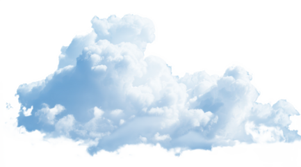 Commercial sky background with white fluffy clouds on transparent PNG for marketing design and nature themed projects

