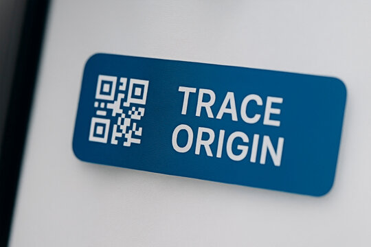 QR code and trace origin concept for business product authenticity.