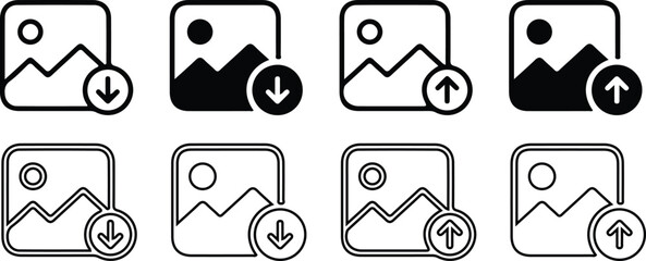 gallery hand drawn icons set vector upload sign symbol icons vector illustration design