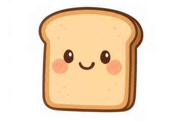 Cute toast bread character happily smiling, representing bakery, breakfast, and delicious food concept on transparent background
