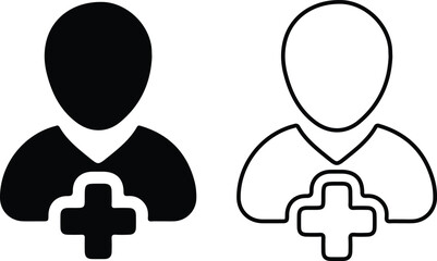 add user black black line icons set flat vector design profile art logo