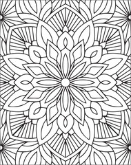 Mandala Coloring Page for Adults. Floral Mandala Line Art Coloring Page.