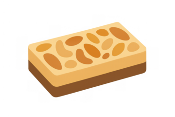 Healthy nut bar graphic. Snack bar with almonds and cashews. Energy boost, nutritious food, dessert, vector illustration