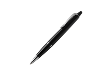 Black ballpoint pen isolated on transparent background