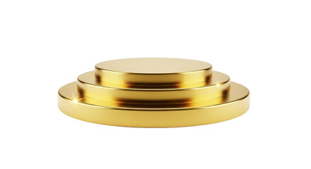 A threetiered golden podium, isolated on transparent background, symbolizing achievement, success, and first place