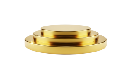 A threetiered golden podium, isolated on transparent background, symbolizing achievement, success, and first place