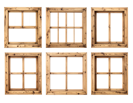 Assorted Antique Wooden Windows – Minimalist Industrial PNG