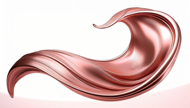 rose gold liquid moving in a curve shape on an isolated background