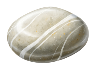 Smooth stone with white stripes isolated on transparent background for decoration