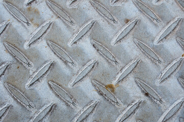 グランジテクスチャ：チェッカープレート（縞鋼板）のクローズアップ