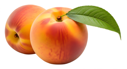 tow peach with leaf transparent high quality PNG.image.