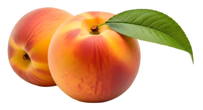 tow peach with leaf transparent high quality PNG.image.