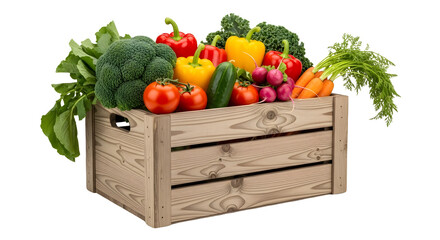 fresh vegetables in a wooden box crate PNG file for the stock ..