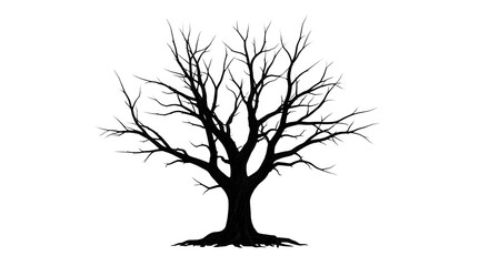 silhouette of tree isolated on white PNG background file for stock .