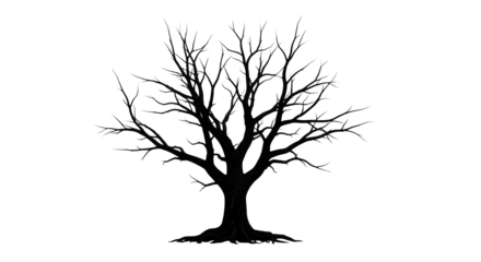 silhouette of tree isolated on white PNG background file for stock .