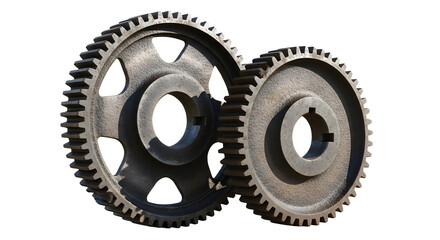 2 gears metallic gears steel gears  wheels PNG stock file high quality photos 