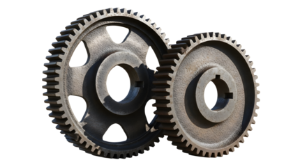 2 gears metallic gears steel gears  wheels PNG stock file high quality photos 