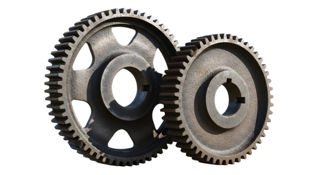 2 gears metallic gears steel gears  wheels PNG stock file high quality photos 