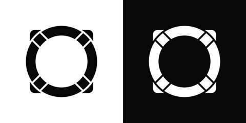 Life buoy icons. Black flat icon pack isolated on white background. © Abstractor