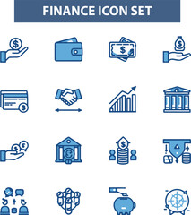 finance icons collection. 32 sets of finance icon designs. Solid icon elements.
