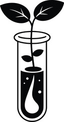Young plant growing in test tube symbolizing scientific research and biotechnology