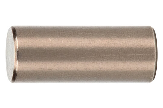 Single cylindrical steel dowel pin for mechanical engineering isolated on a transparent background