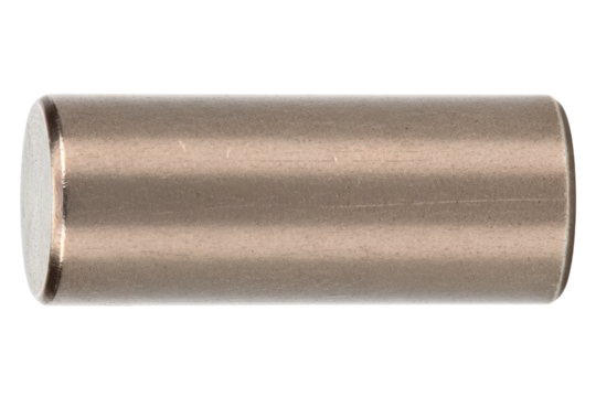 Single cylindrical steel dowel pin for mechanical engineering isolated on a transparent background