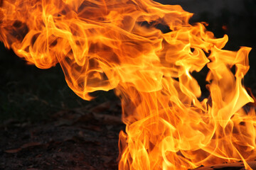 Blurred illustration of burning fire flame. Burning fire flame on black background.