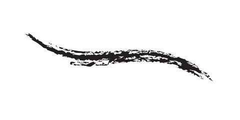 Abstract Black Brush Stroke with Rough Texture on White Background.