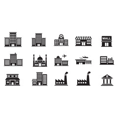 Building icon set vector