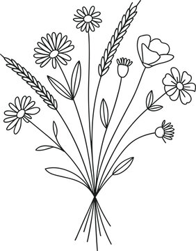 Fototapeta Abstract vector floral illustration: a nature-inspired design pattern with stylized flowers, leaves, and a beautiful spring bouquet decoration