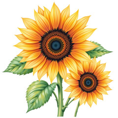 Fototapeta premium Vibrant sunflowers blooming in a lush garden nature illustration bright colors close-up view for art lovers