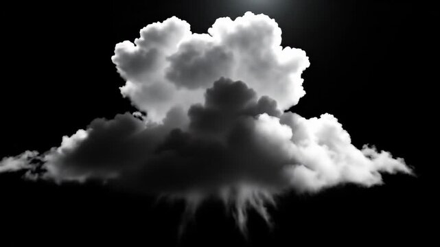 A single dark cloud formation illuminated from above.