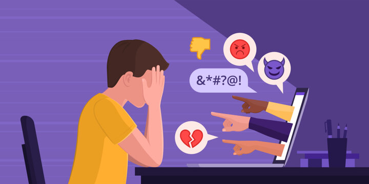 Shocked child victim of cyberbullying