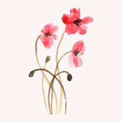 watercolor painting of a beautiful red flower
