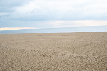Beautiful sea, sand and blue sky in the evening.