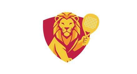 Lion holding a paddle A sport emblem for a team or club in vector format