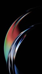 Obraz premium Abstract minimalist design, iridescent glass shape, vertical orientation, 3d render