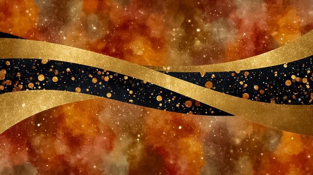 Gold and black stripe with gold stars on it. The gold stripe is on top of a red background - Powered by Adobe