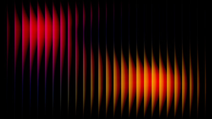 Red To Orange Wavy Stripes Vector, Glowing gradient lines on black background 