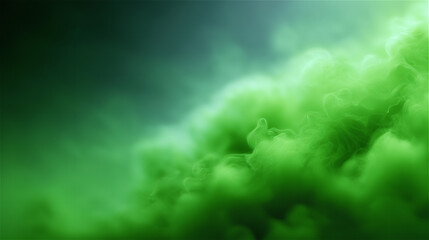 Vivid green cloudlike smoke swirling in atmospheric motion, creating an abstract dynamic scene with dramatic texture and modern visual energy suitable for creative and futuristic concepts.
