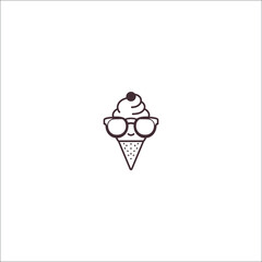 Fun sunglasses and ice cream cone graphic design element