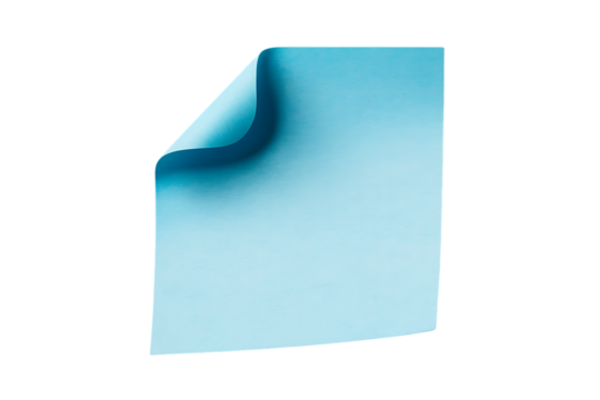 Blue blank sticky note paper isolated on transparent png background,note paper message office business tag sign