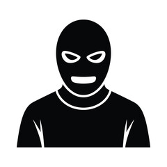 Silhouette of a person wearing a black ski mask